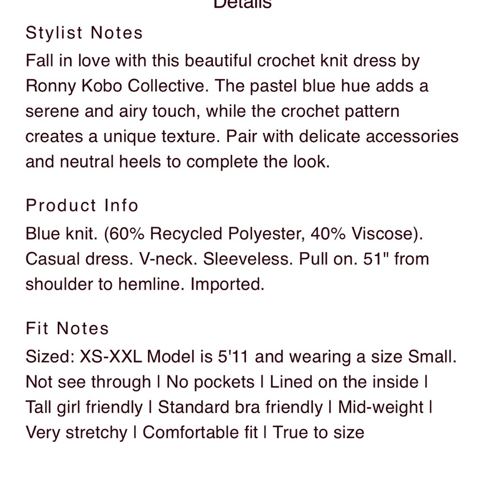Ronny Kobo Crochet Knit Dress-L - Picture 8 of 8